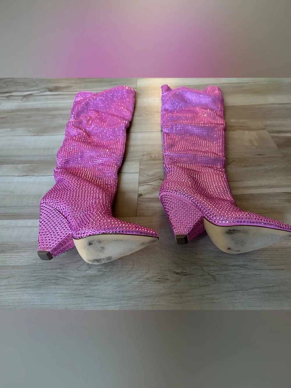 Sparkle Over-The-Knee Pink Women's Boots